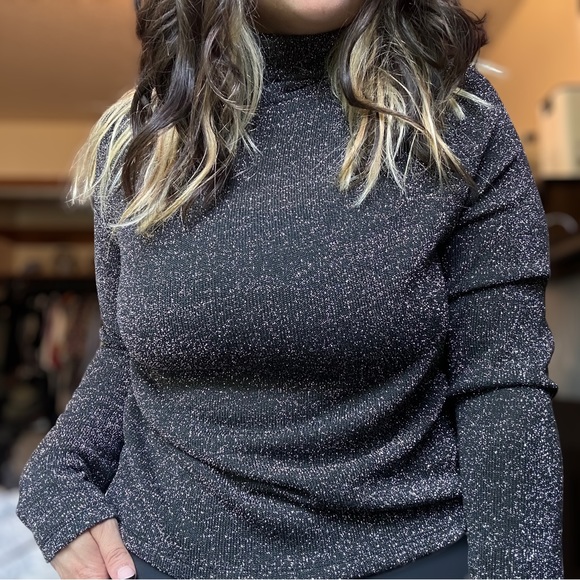 divided H&M sparkly glitter metallic turtleneck large slim fit womens - Picture 2 of 3